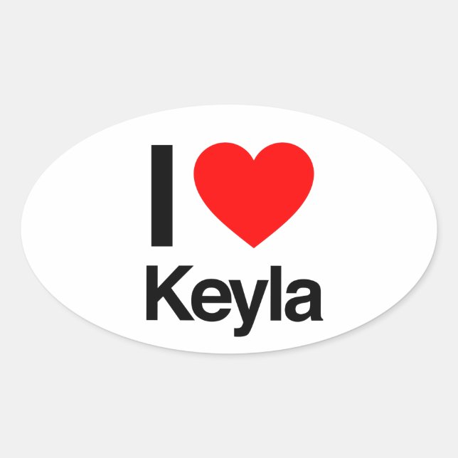 Sticker Ovale j'aime keyla (Devant)