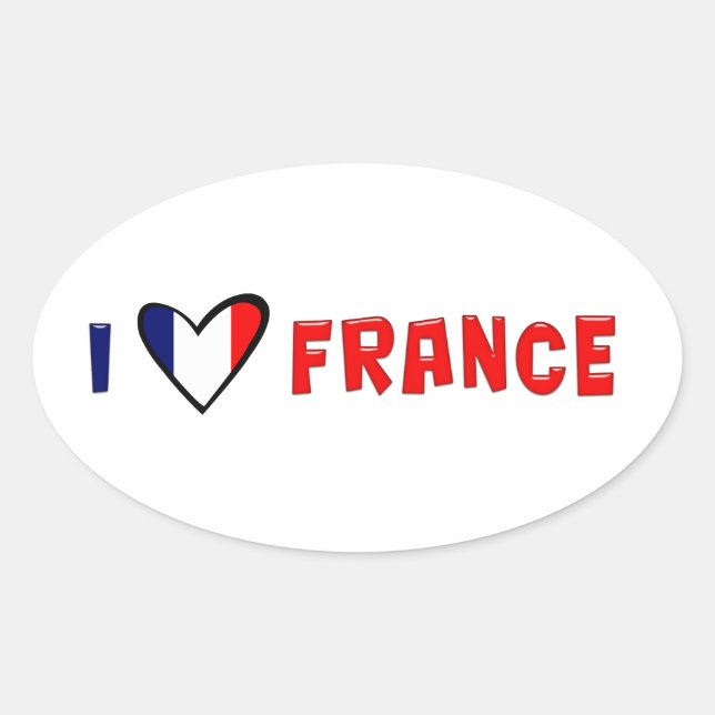 Sticker Ovale J'aime la France (Devant)