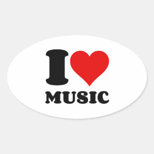 Sticker Ovale J'aime la musique