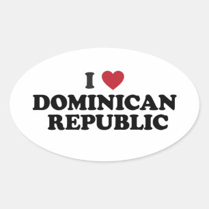 Sticker Ovale J'aime la République Dominicaine