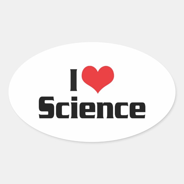 Sticker Ovale J'aime la science du cœur (Devant)