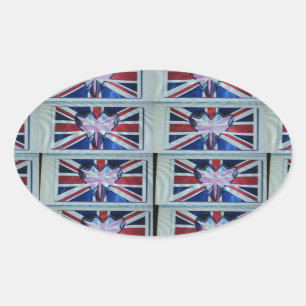 Sticker Ovale J'aime l'Angleterre Impression d'art
