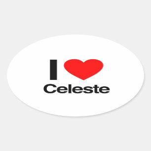 Sticker Ovale j'aime le celeste