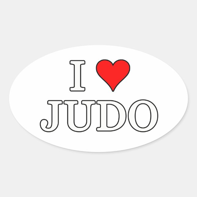 Sticker Ovale J'aime le judo (Devant)