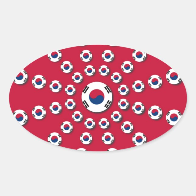 Sticker Ovale J'aime le rouge (Devant)