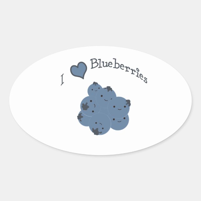 Sticker Ovale J'aime les bleuets (Devant)