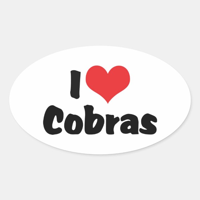 Sticker Ovale J'aime les cobras à cœur (Devant)