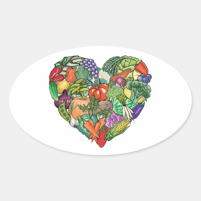 Sticker Ovale J'aime les Légumes (Devant)