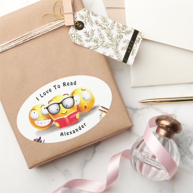 Sticker Ovale J'Aime Lire Lecteur De Livres (Cadeaux)