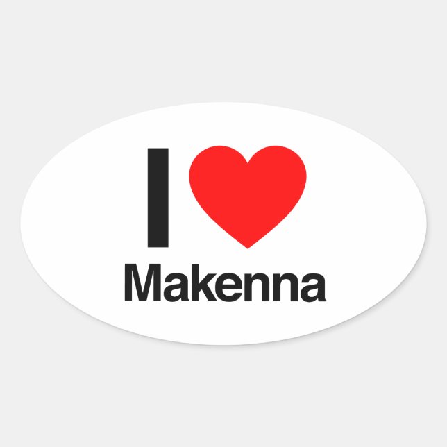 Sticker Ovale j'aime makenna (Devant)