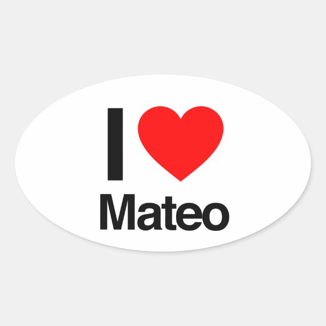 Sticker Ovale j'aime mateo (Devant)