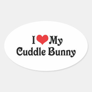 Sticker Ovale J'aime mon lapin câlin