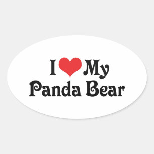 Sticker Ovale J'aime mon ours panda