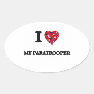 Sticker Ovale J'Aime Mon Parachutiste