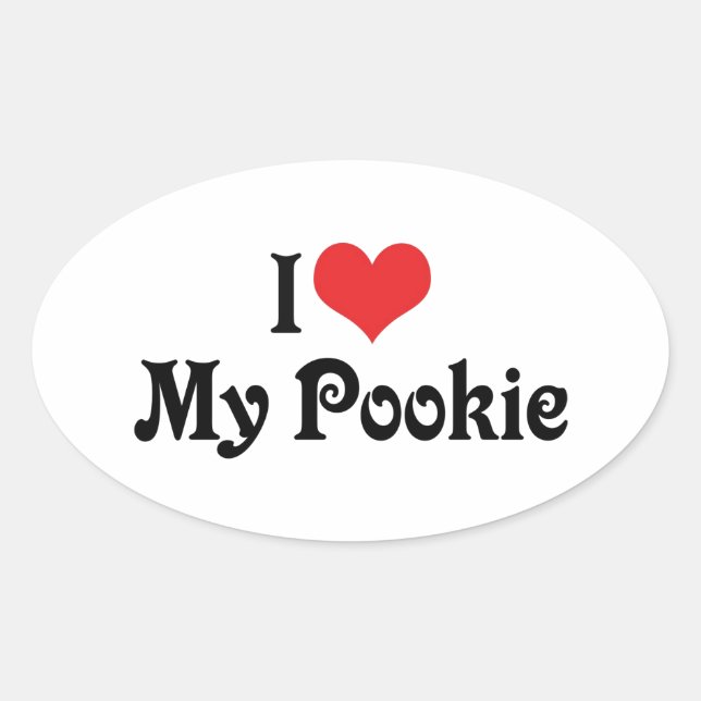 Sticker Ovale J'aime mon Pookie (Devant)