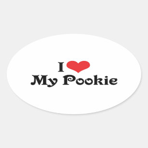 Sticker Ovale J'aime mon Pookie