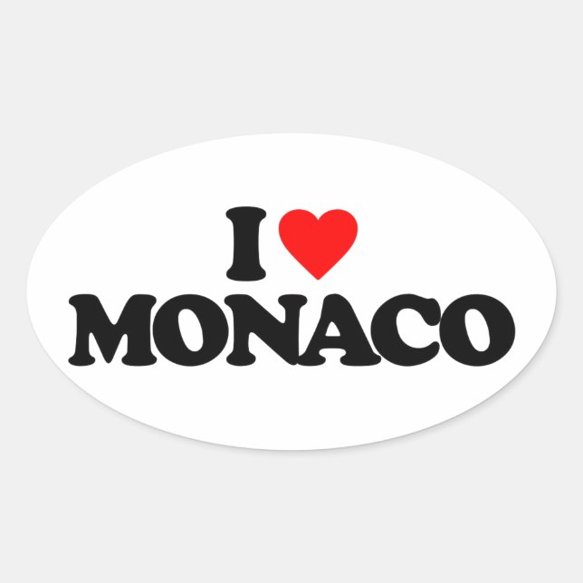 STICKER OVALE J'AIME MONACO (Devant)