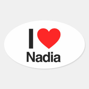 Sticker Ovale j'aime nadia