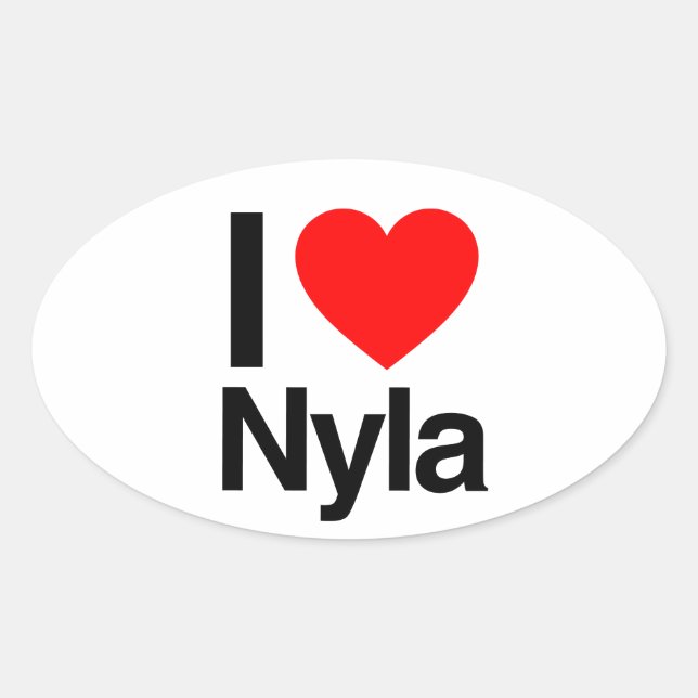 Sticker Ovale j'aime nyla (Devant)