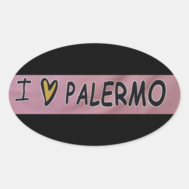 Sticker Ovale J'aime Palerme Design (Devant)
