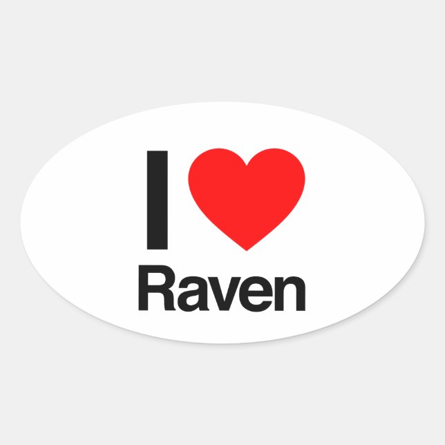 Sticker Ovale j'aime raven (Devant)