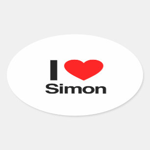 Sticker Ovale j'aime simon