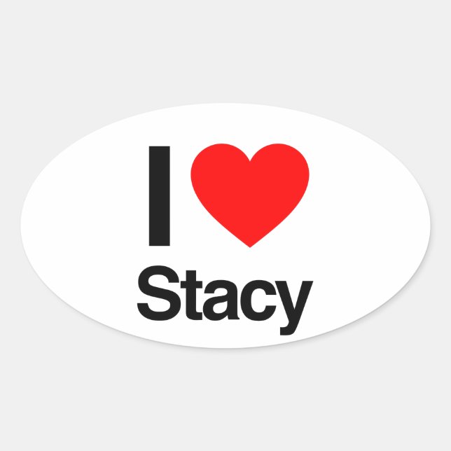 Sticker Ovale j'aime stacy (Devant)