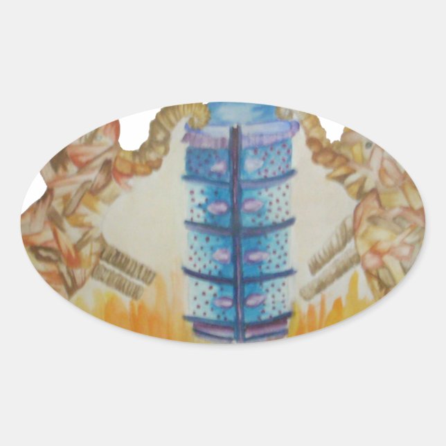 Sticker Ovale Jambo Jumbo African Kids Elephants Art Imprimer (Devant)