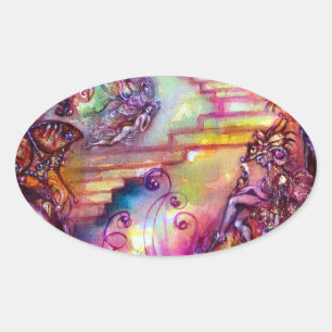 STICKER OVALE JARDIN DES OMBRES PERDUES / ESCALIERS MYSTIQUES