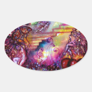 STICKER OVALE JARDIN DES OMBRES PERDUES / ESCALIERS MYSTIQUES