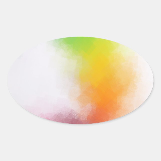 Sticker Ovale Jaune Bleu Vert Rose Rouge Tendance Moderne Abstra (Devant)