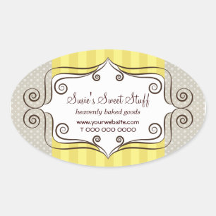 Sticker Ovale Jaune doux et Pois