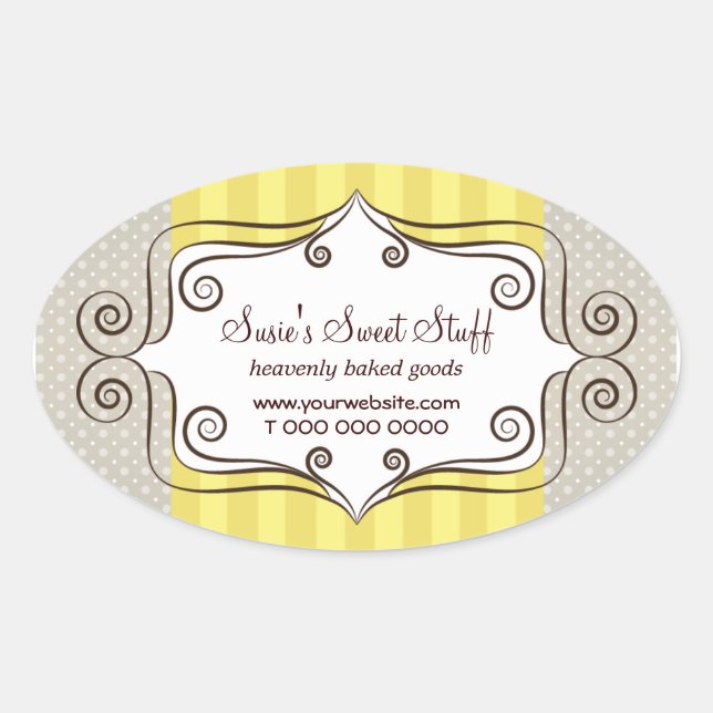 Sticker Ovale Jaune doux et Pois (Devant)