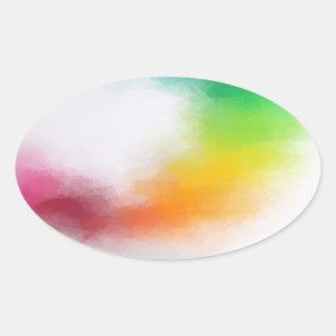 Sticker Ovale Jaune Orange Bleu Vert Rose Rouge tendance Moderne