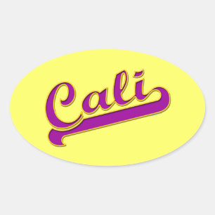 Sticker Ovale Jaune pourpre de logo de la Californie Cali