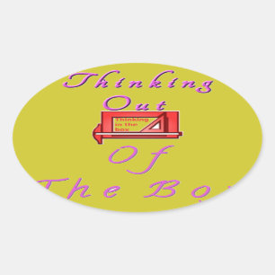 Sticker Ovale Je pense hors de la boîte.
