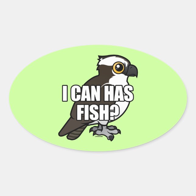 Sticker Ovale Je Peux Avoir Du Poisson ? (Devant)