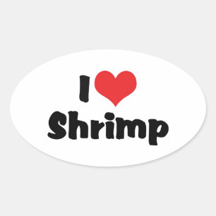 Sticker Ovale Je suis amoureux des crevettes cœur - Amateur de f