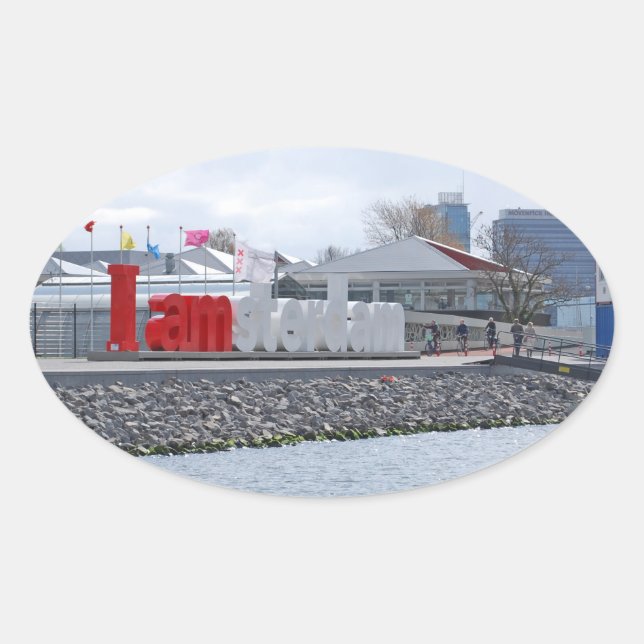 Sticker Ovale Je suis Amsterdam Sign, Pays-Bas (Devant)