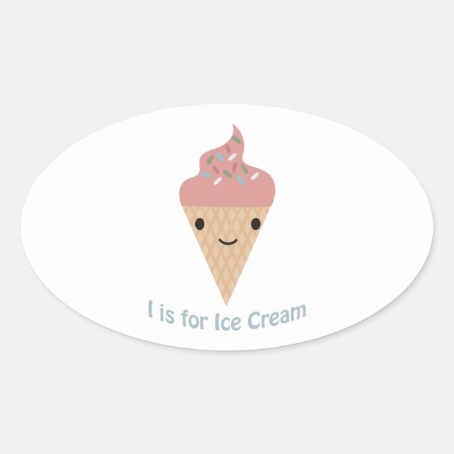 Sticker Ovale Je suis pour la crème glacée (Devant)