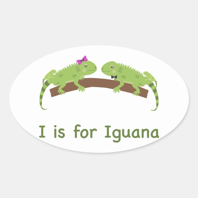Sticker Ovale Je suis pour l'iguana (Devant)