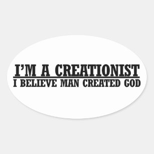 Sticker Ovale Je suis un drôle d'humour athée créationniste