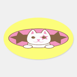 Sticker Ovale Je suis un STAR CAT tellement mignon !