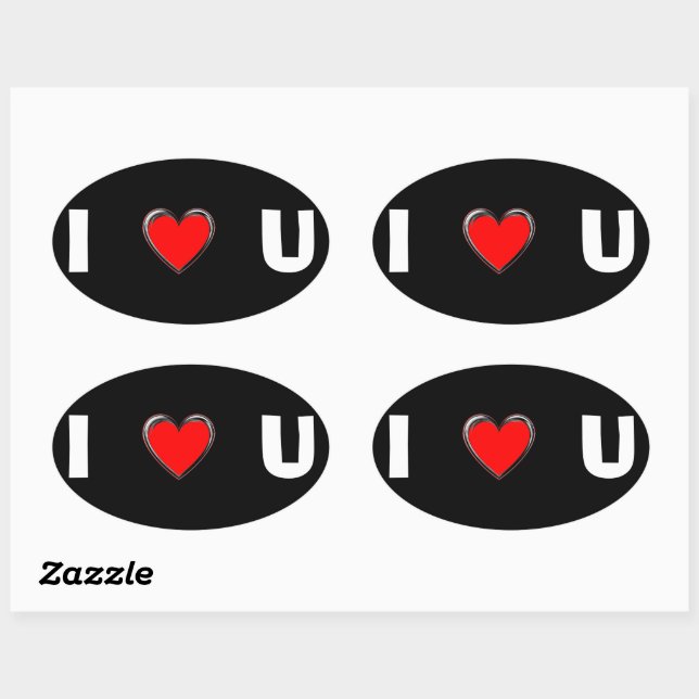 STICKER OVALE JE T'AIME "COEUR" (Feuille)