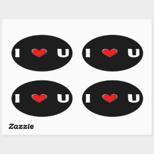 STICKER OVALE JE T'AIME "COEUR"