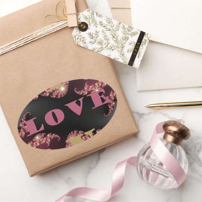 Sticker Ovale Je t'aime ma chérie avec compassion (Cadeaux)