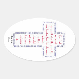 Sticker Ovale Jean 3:16 Croix Rouge, Blanche et Bleue