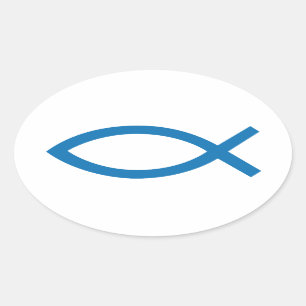 Sticker Ovale Jésus-Christ, symbole chrétien de poissons pour 