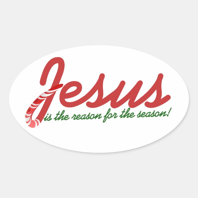 Sticker Ovale Jésus est la raison de la saison (Devant)