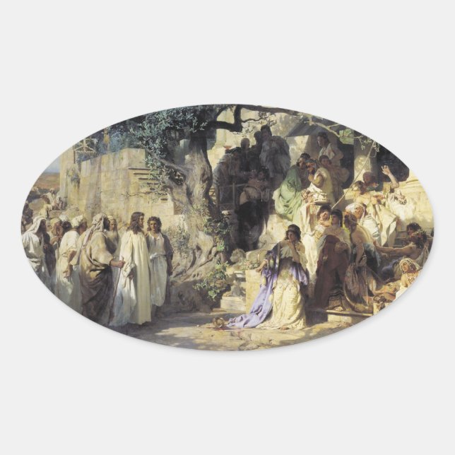 Sticker Ovale Jésus et les pécheurs (Devant)